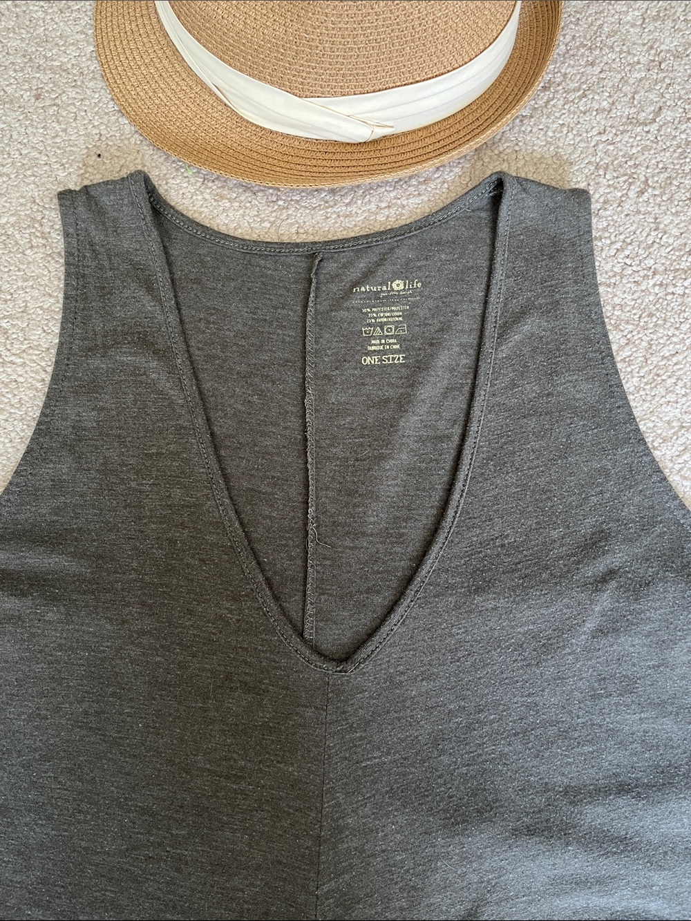 NATURAL LIFE Olive Green V-Neck Boho Chic Wide Leg Jumpsuit